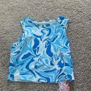 white and blue tank